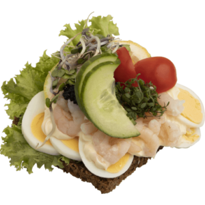 Smørrebrød m. æg/rejer